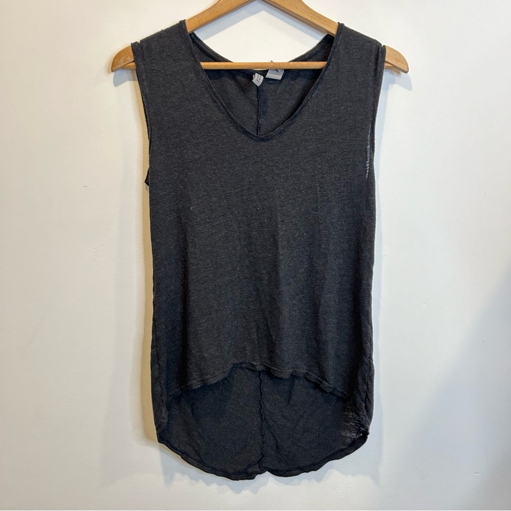 H&M Loose Fit High Low Tank Top Charcoal Grey